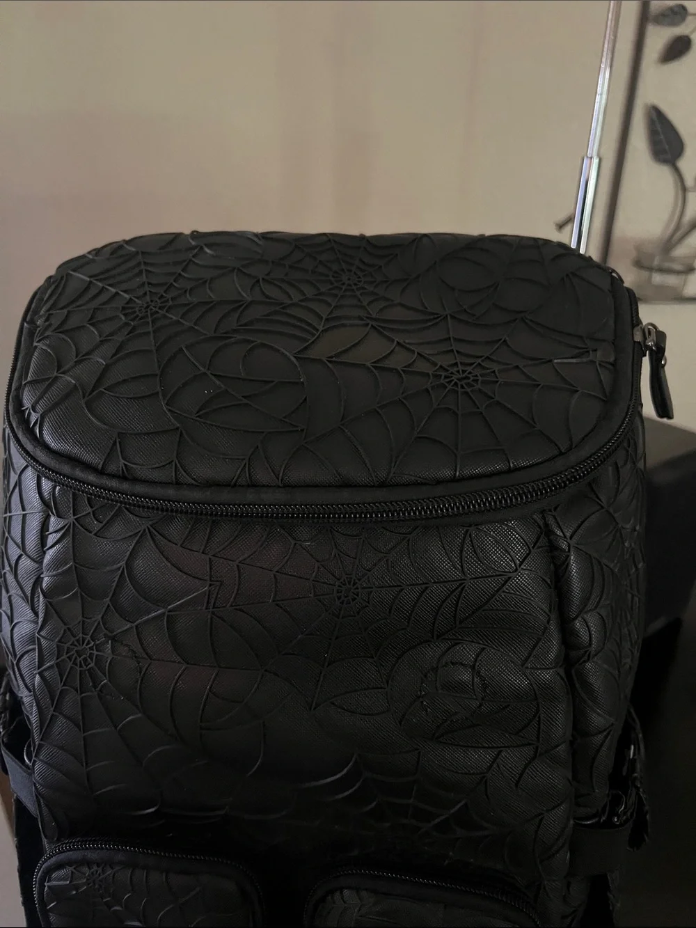 Mumsterville Black Spiderweb Embossed Backpack – Contemporary Urban Style - Picture 11 of 13